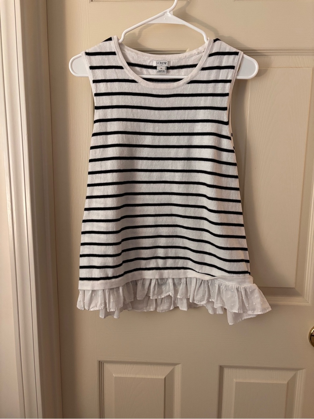 J. Crew Black & White Striped Sleeveless Top
